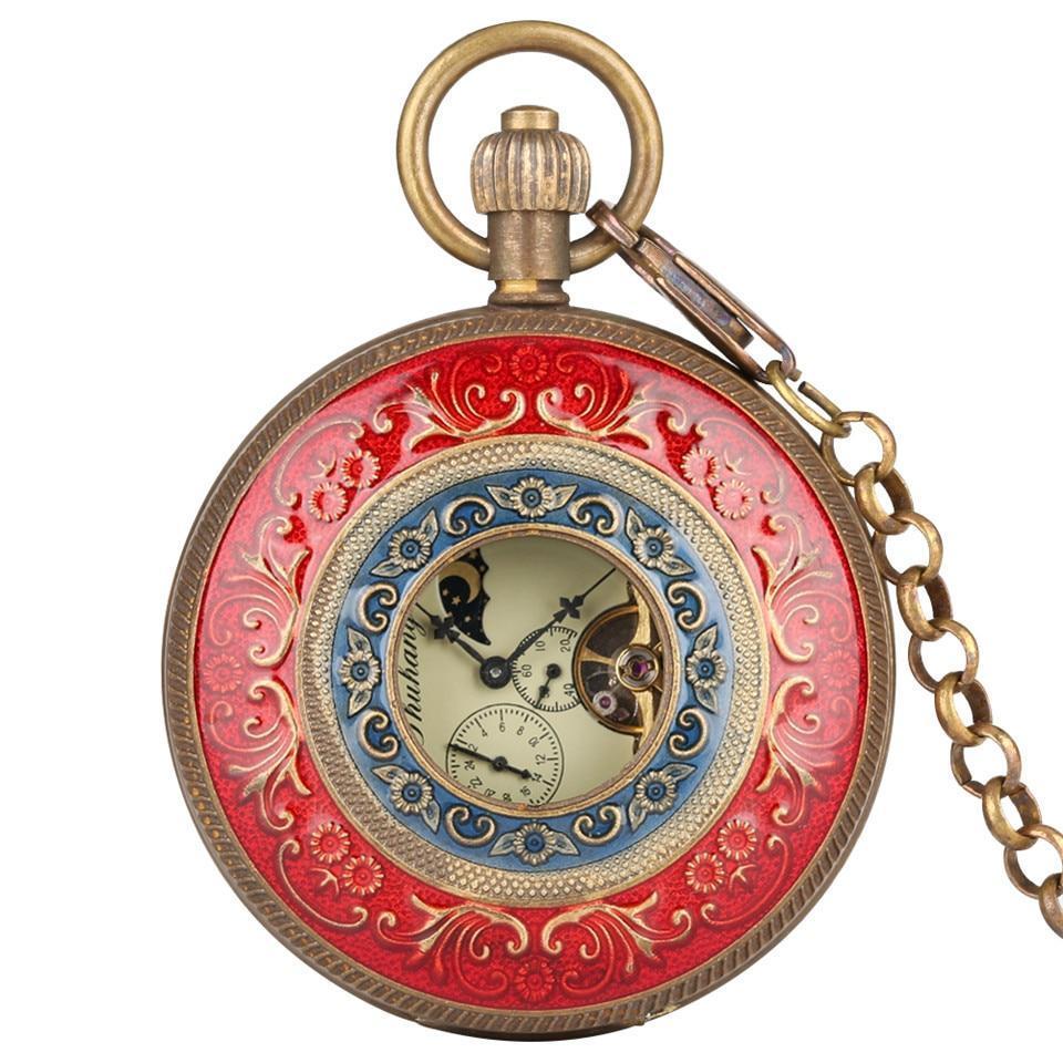 Vintage Mechanical Half Hunter Pocket Watch - Black Eagle - Pocket Watch Net