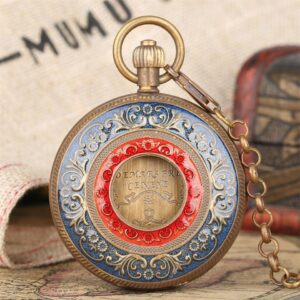 Vintage Mechanical Half Hunter Pocket Watch - Black Eagle - Pocket Watch Net