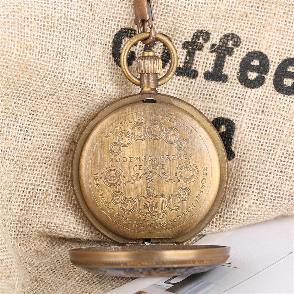 Vintage Mechanical Half Hunter Pocket Watch - Black Eagle - Pocket Watch Net