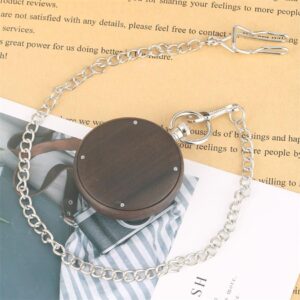 Vintage Quartz Open Face Pocket Watch - Brown Wood - Pocket Watch Net