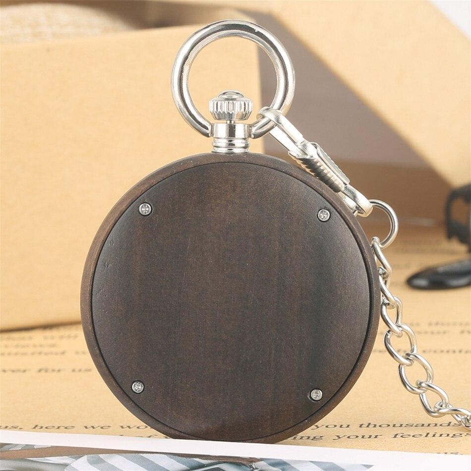 Vintage Quartz Open Face Pocket Watch - Brown Wood - Pocket Watch Net