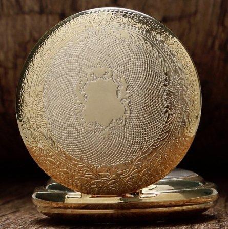 Vintage Steampunk Mechanical Full Hunter Pocket Watch- Golden Spot - Pocket Watch Net