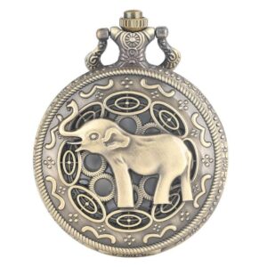 Women's Bronze Full Hunter Pocket Watch  - Asian Elephant - Pocket Watch Net