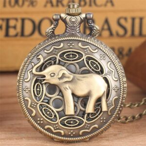Women's Bronze Full Hunter Pocket Watch  - Asian Elephant - Pocket Watch Net