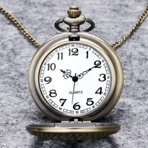 Women's Bronze Quartz Full Hunter Pocket Watch -  Peacock - Pocket Watch Net