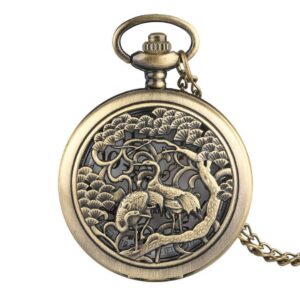 Women's Bronze Quartz Pocket Watch - Couple of Ibis - Pocket Watch Net