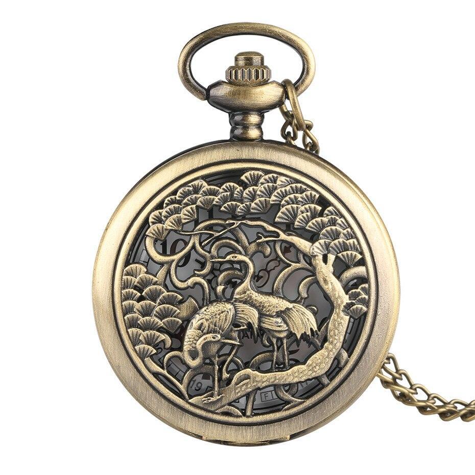 Women's Bronze Quartz Pocket Watch - Couple of Ibis - Pocket Watch Net