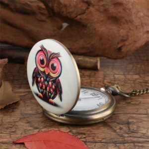 Women's Full Hunter Quartz Pocket Watch - Owlie - Pocket Watch Net
