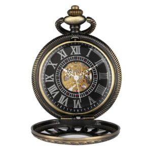 Women's Mechanical Half Hunter Pocket Watch - Bronze Sun - Pocket Watch Net