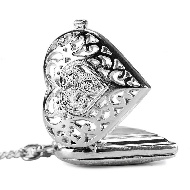 Women's Silver Quartz Pendant Watch - Silvheart - Pocket Watch Net