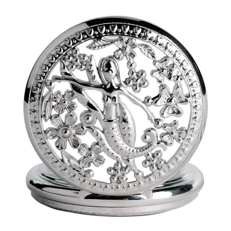 Women's Silver Quartz Pocket Watch - Siren - Pocket Watch Net