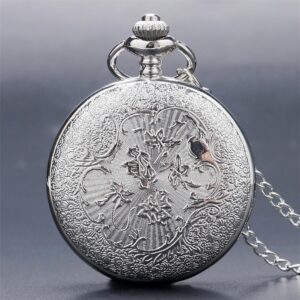 Women's Vintage Quartz Half Hunter Pocket Watch - Aura Silver - Pocket Watch Net