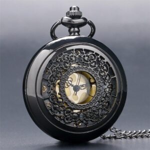 Women's Vintage Quartz Half Hunter Pocket Watch - Aura Silver - Pocket Watch Net