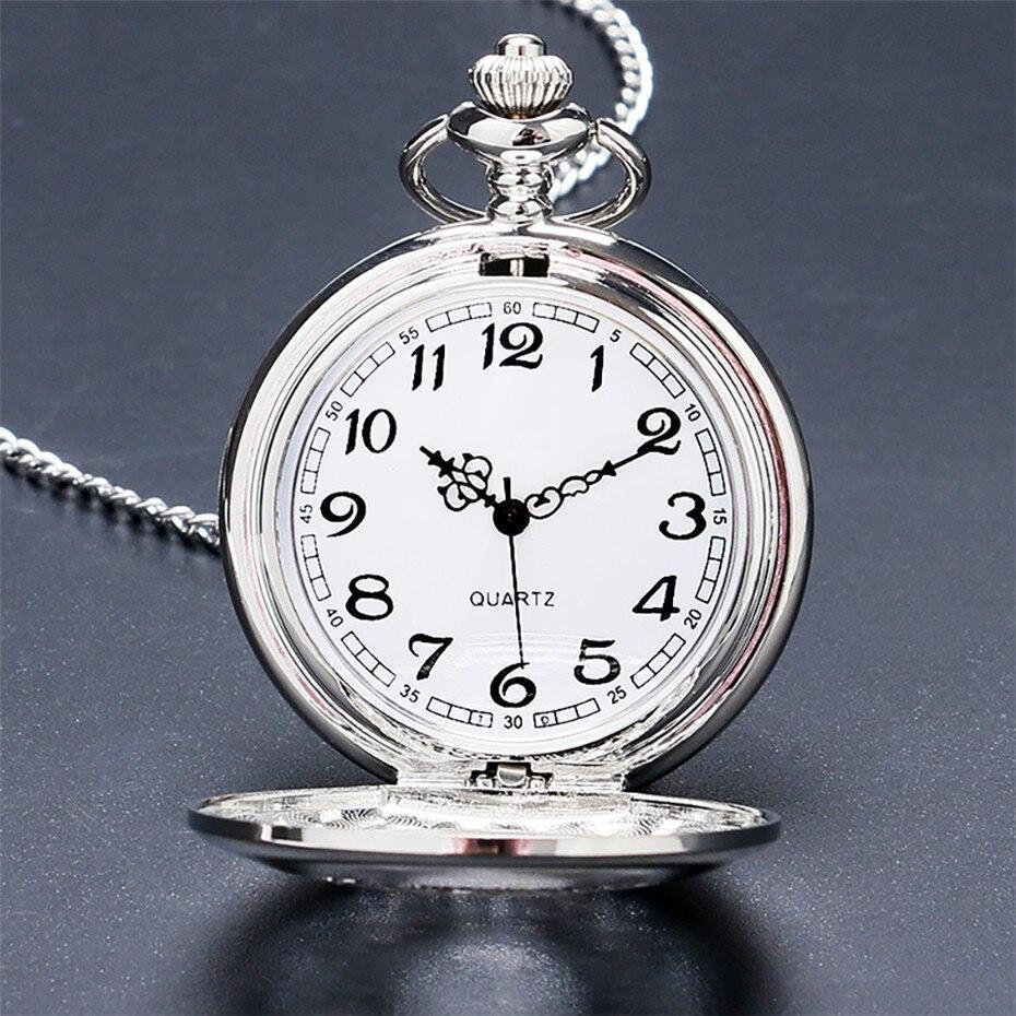 Women's Vintage Quartz Half Hunter Pocket Watch - Aura Silver - Pocket Watch Net