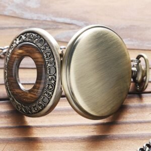 Wood Mechanical Half Hunter Pocket Watch - Woodie - Pocket Watch Net