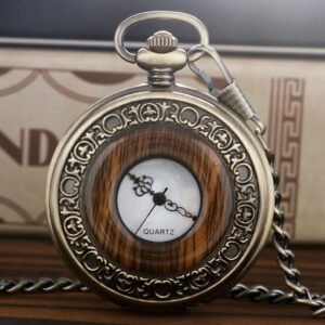 Wood Mechanical Half Hunter Pocket Watch - Woodie - Pocket Watch Net