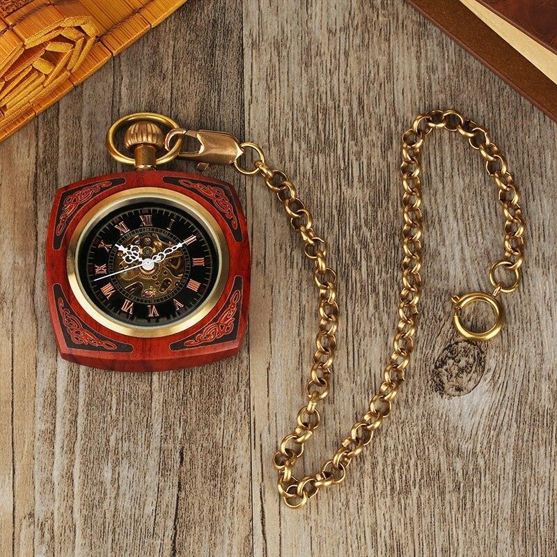 Wood Mechanical Open Face Pocket Watch - RobinWood - Pocket Watch Net