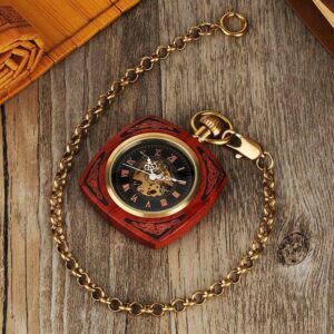 Wood Mechanical Open Face Pocket Watch - RobinWood - Pocket Watch Net