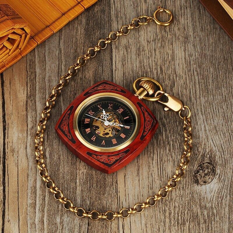 Wood Mechanical Open Face Pocket Watch - RobinWood - Pocket Watch Net