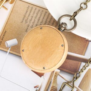 Wood Quartz Open Face Pocket Watch - Horse - Pocket Watch Net