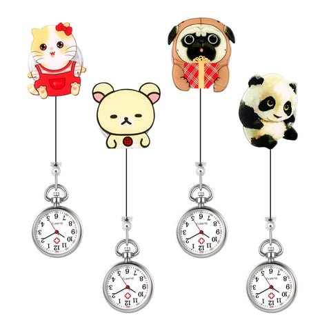 LANCARDO Fashion Lovely Cartoon Animal Design Nurse Pocket Watches
